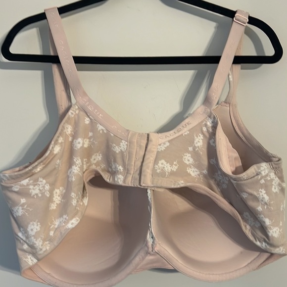 Cacique Lightly Lined Full Coverage Bra Sz 46DDD Underwire pink Floral Print 🟨 - Picture 5 of 5